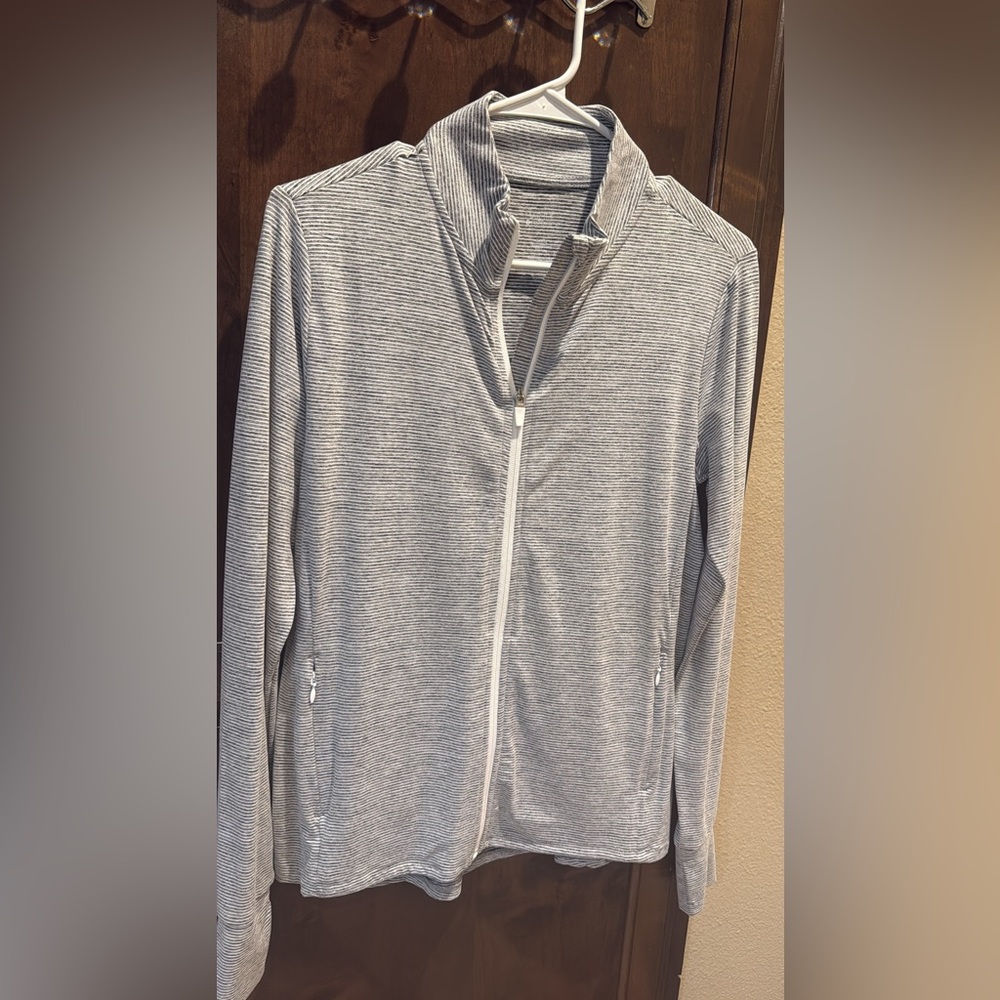 Striped Gray Zip-Up Jacket